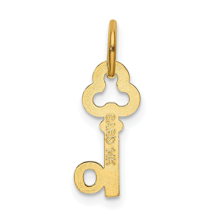 14K Yellow Gold Fancy Key Shape Design Letter O Initial Charm Pendant