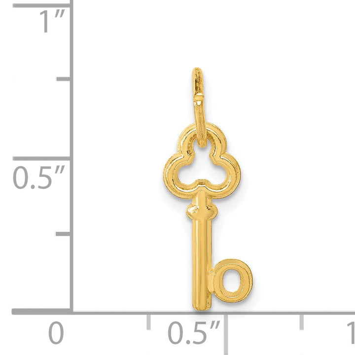 14K Yellow Gold Fancy Key Shape Design Letter O Initial Charm Pendant