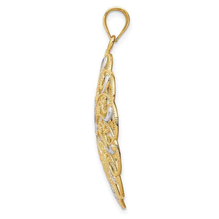 14k Two Tone Gold D.C Fancy Swirl Pendant