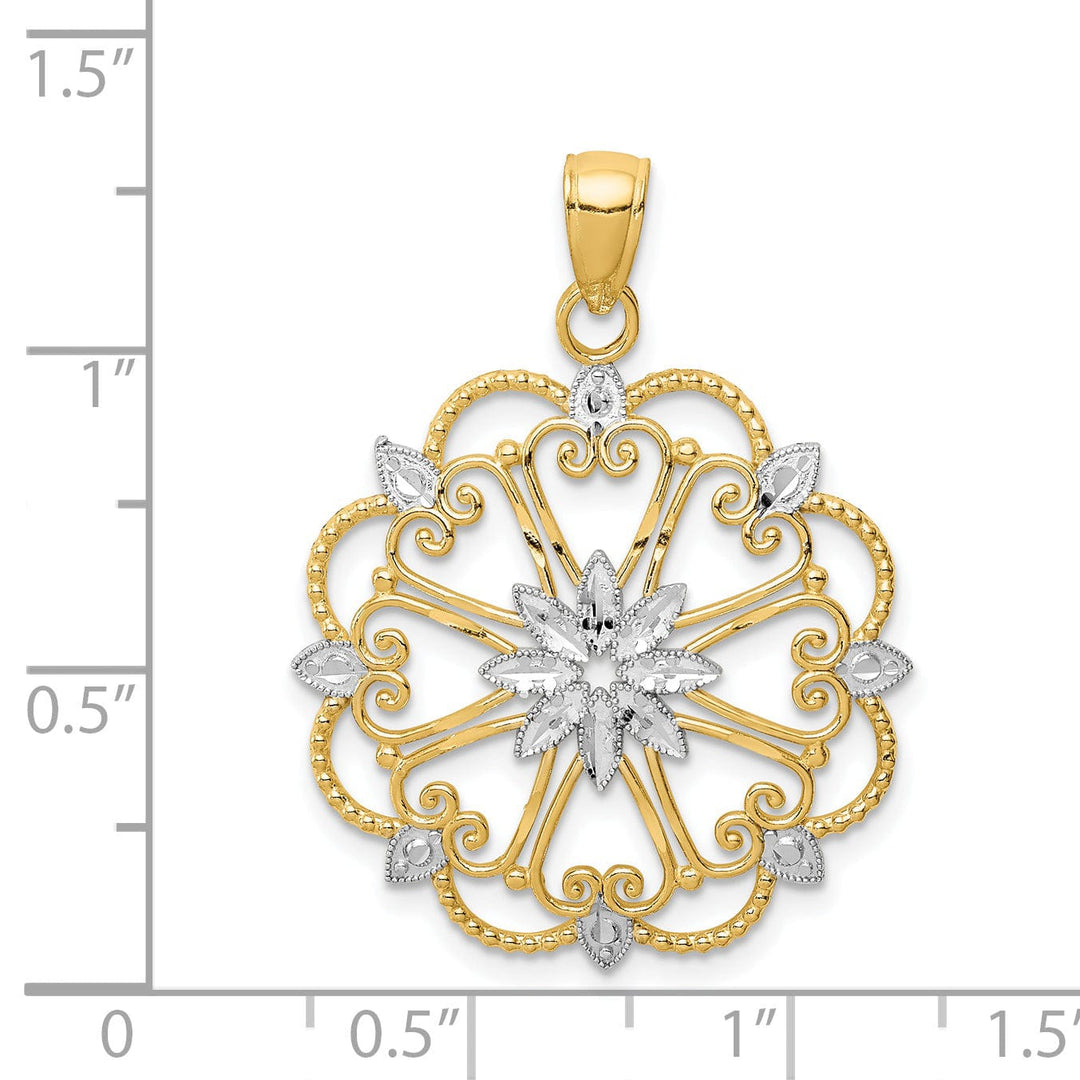 14k Two-tone Gold Starburst Pendant