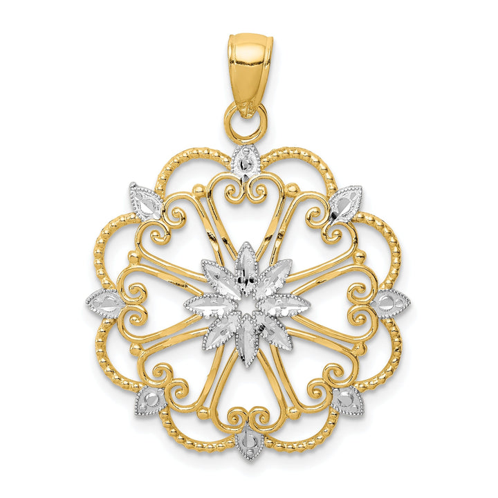 14k Two-tone Gold Starburst Pendant