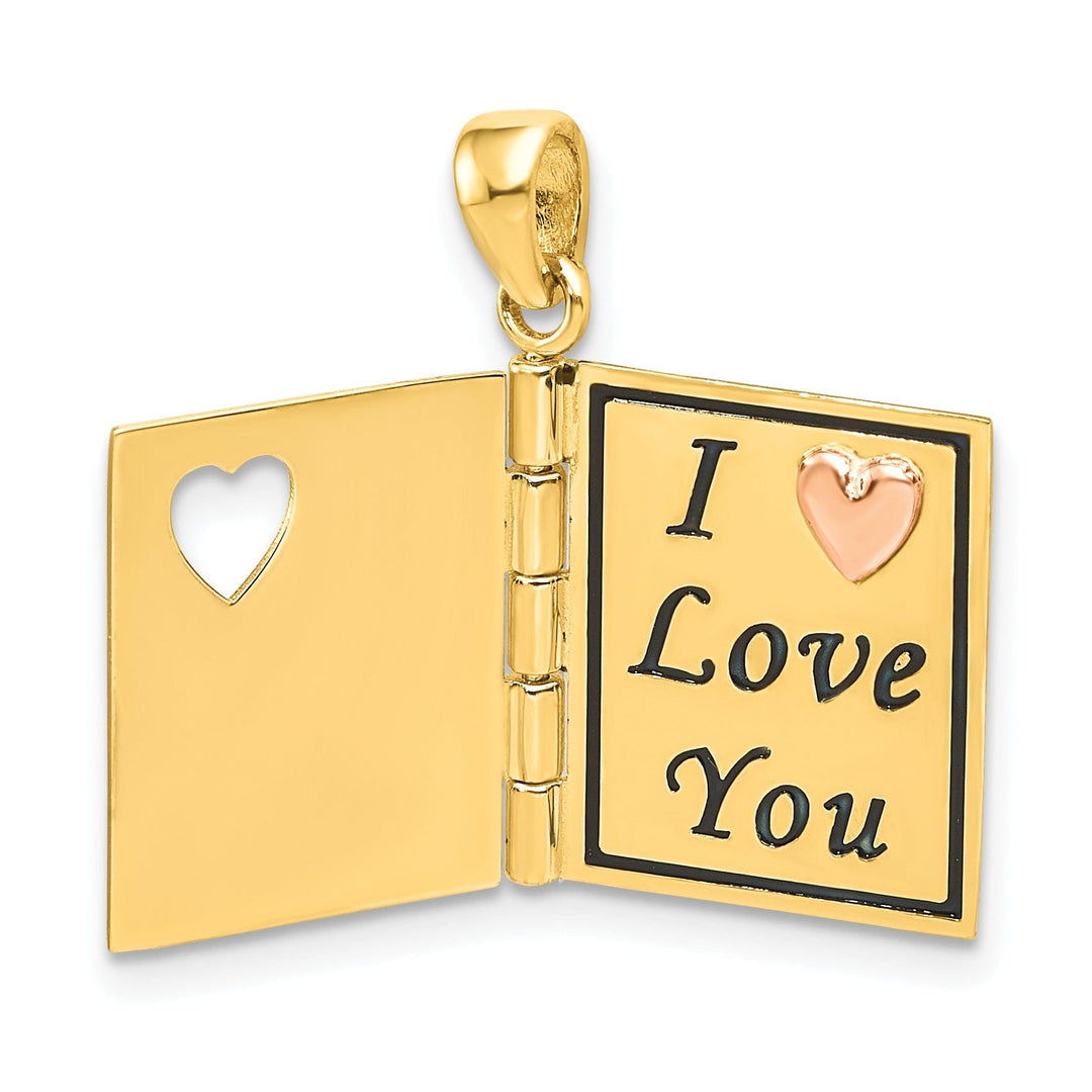 14K Two Tone Gold Dearest Mom Book Pendant