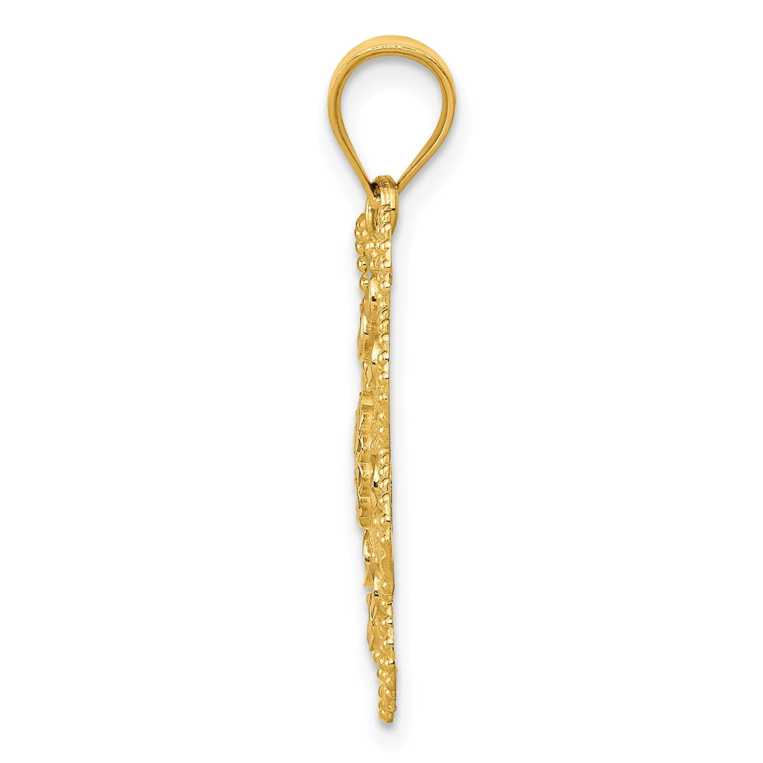 14k Two-tone Gold Swirl Round Pendant