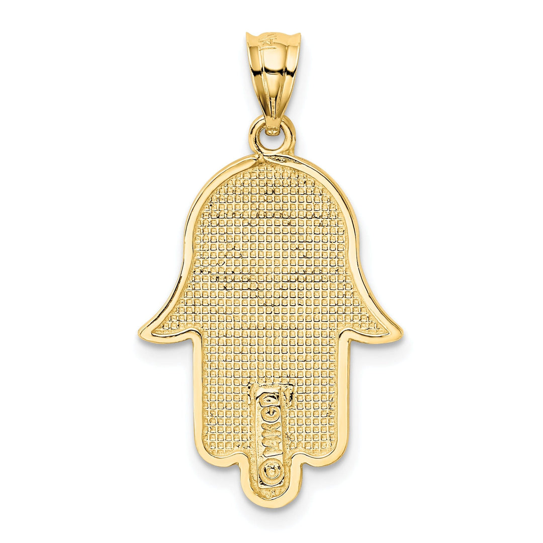 14k Yellow Gold Polished Finish Filigree Hamsa Star Of David Pendant