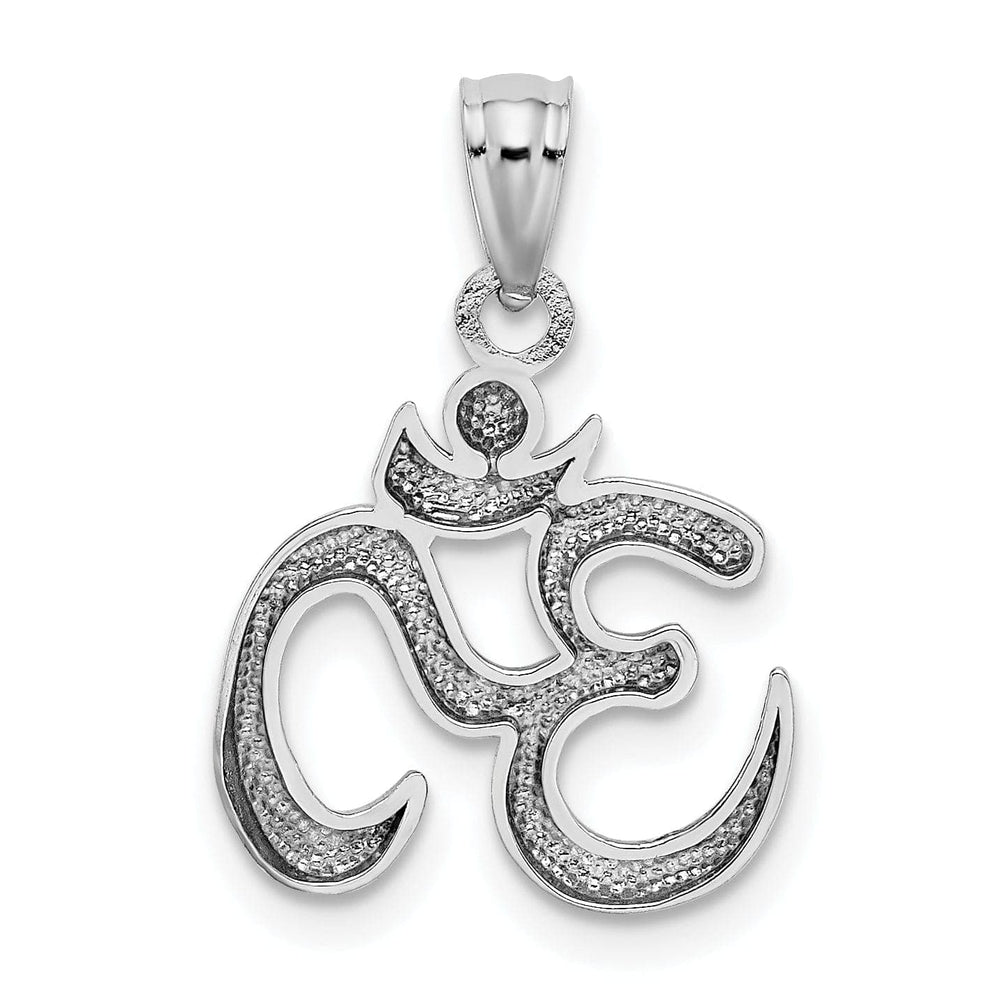 14k White Gold Solid Textured Polished Finish Om Symbol Charm Pendant