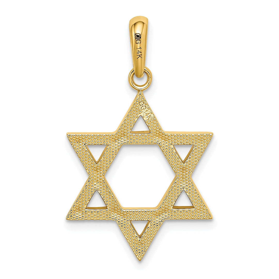 14K Yellow Gold Polish Finish Closed Back Star of David Charm Pendant