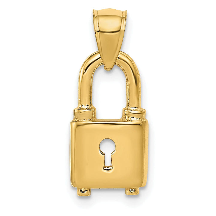 14K Yellow Gold Lock with Key Hole Charm Pendant