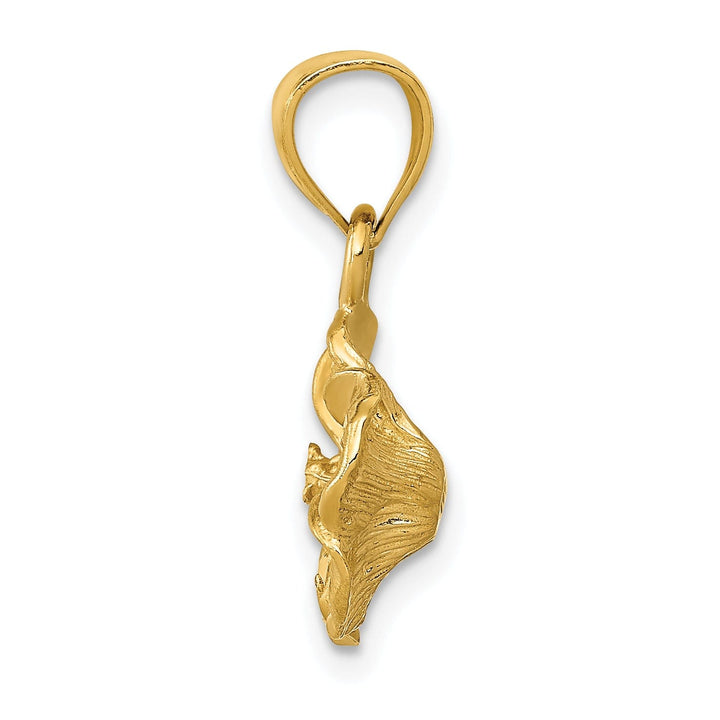 14k Yellow Gold Satin Diamond-cut Solid Casted Textured Back Brushed Finish Hibiscus Charm Pendant