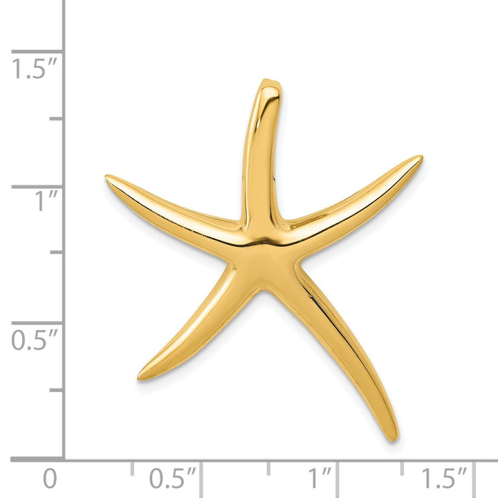 14k Yellow Gold Solid Polished Finish Starfish Slide Pendant