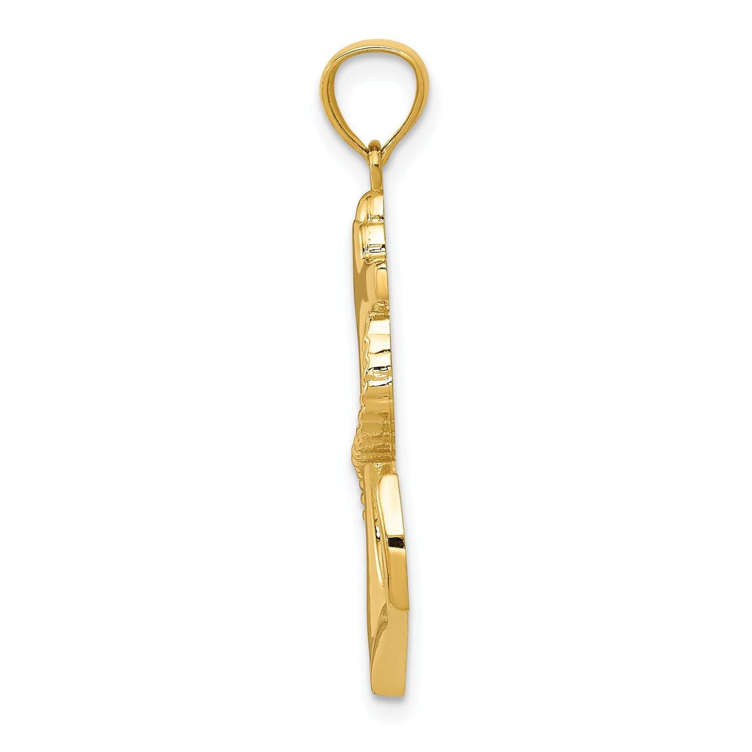 14k Yellow Gold Concave Anchor with Rope Charm