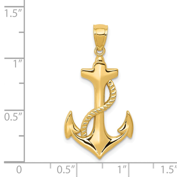 14k Yellow Gold Concave Anchor with Rope Charm