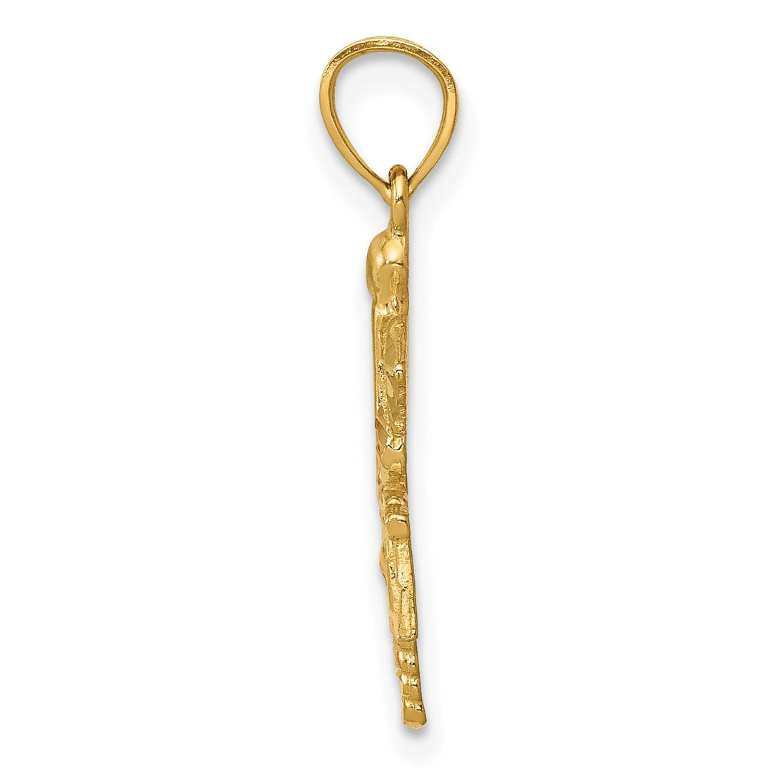 14k Yellow Gold Solid Polish R.N Nurse Pendant