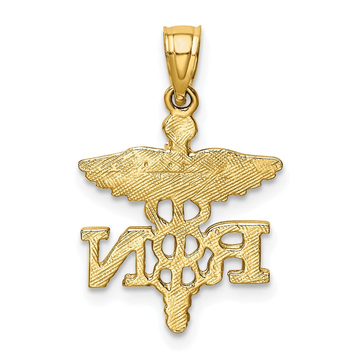 14k Yellow Gold Solid Polish R.N Nurse Pendant