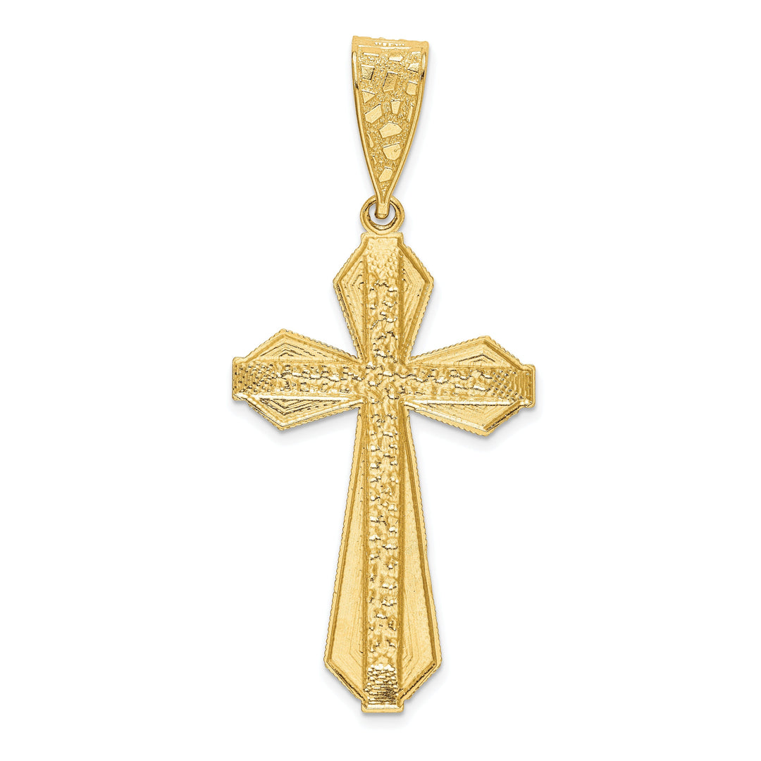 14kYellow Gold Diamond Cut Finish Cross Pendant