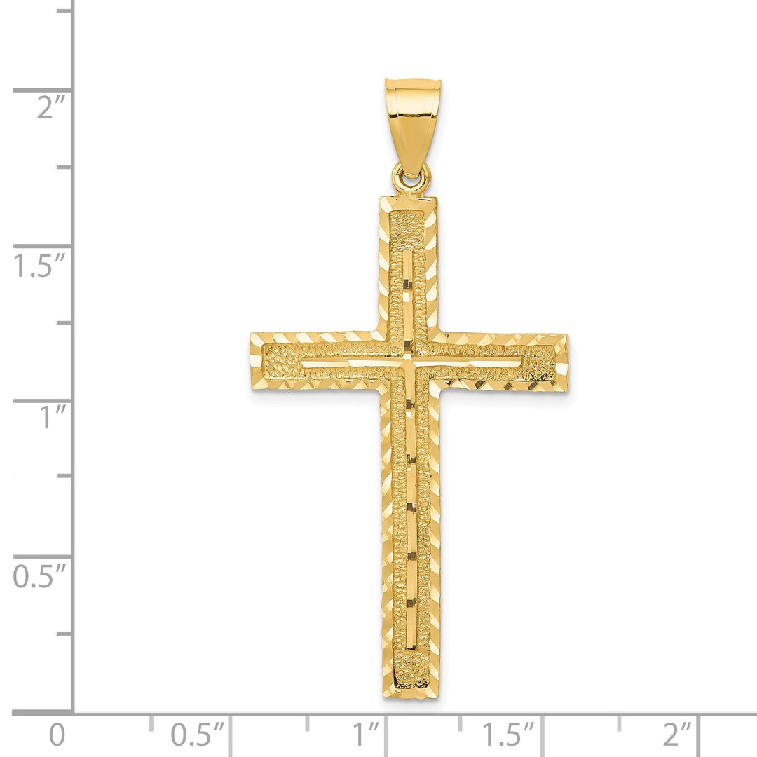 14k Yellow Gold Diamond Cut Latin Cross Pendant