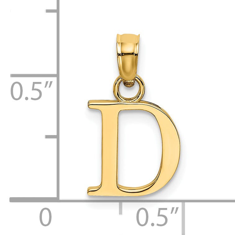 14K Yellow Gold Block Design Small Letter D Initial Charm Pendant