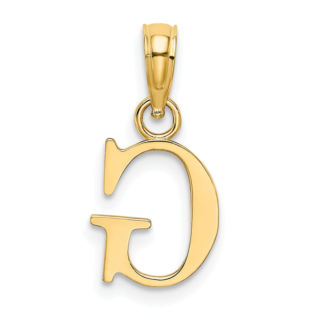 14K Yellow Gold Block Design Small Letter G Initial Charm Pendant