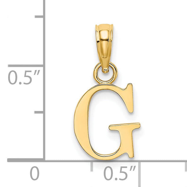 14K Yellow Gold Block Design Small Letter G Initial Charm Pendant