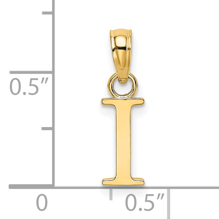 14K Yellow Gold Block Design Small Letter I Initial Charm Pendant