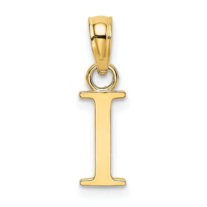 14K Yellow Gold Block Design Small Letter I Initial Charm Pendant