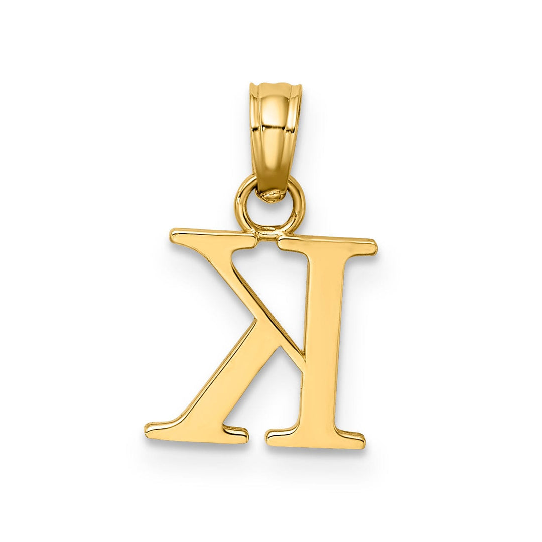 14K Yellow Gold Block Design Small Letter K Initial Charm Pendant