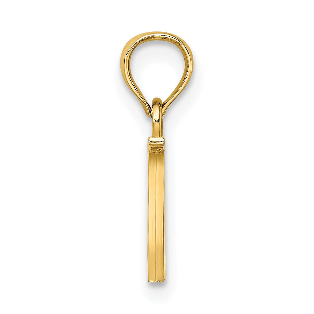14K Yellow Gold Block Design Small Letter W Initial Charm Pendant