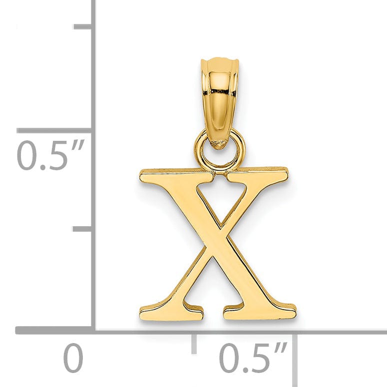 14K Yellow Gold Block Design Small Letter X Initial Charm Pendant