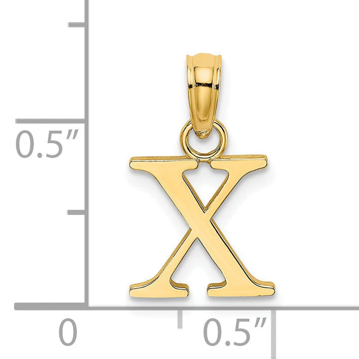 14K Yellow Gold Block Design Small Letter X Initial Charm Pendant