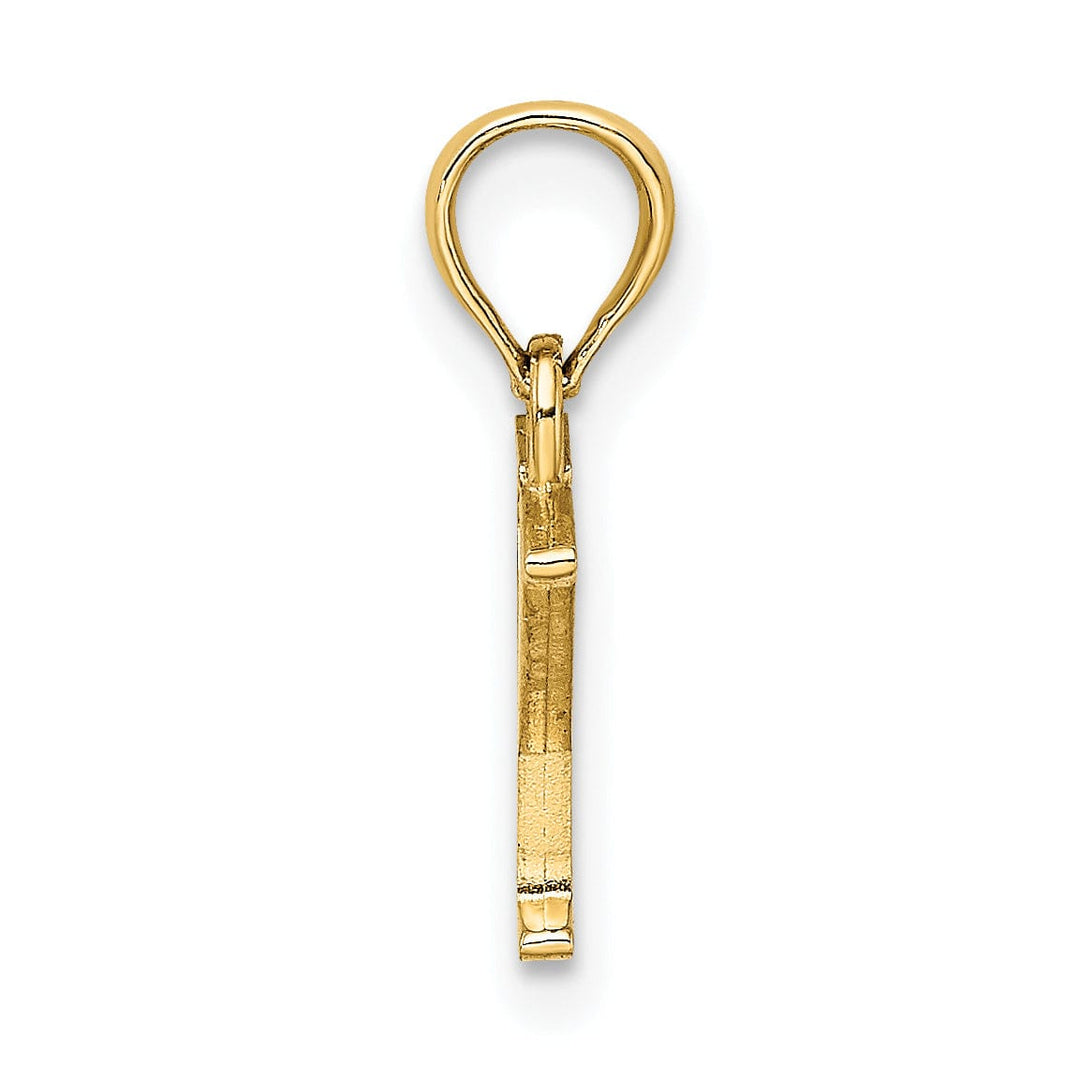 14K Yellow Gold Block Design Small Letter Y Initial Charm Pendant