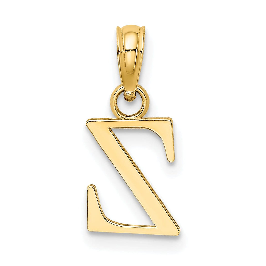 14K Yellow Gold Block Design Small Letter Z Initial Charm Pendant