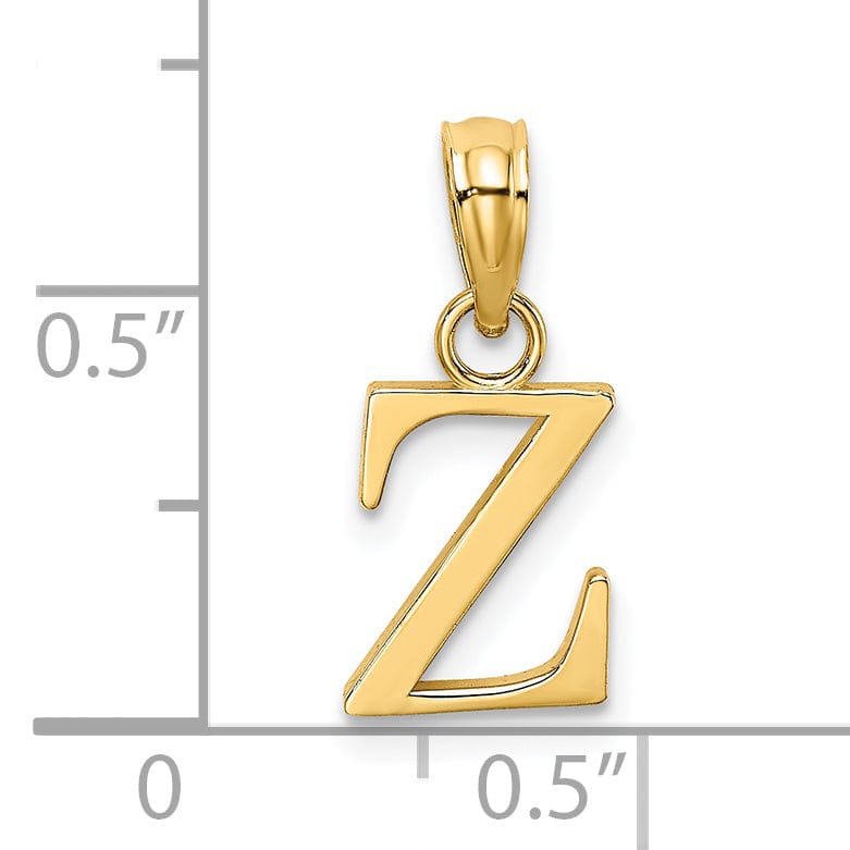 14K Yellow Gold Block Design Small Letter Z Initial Charm Pendant