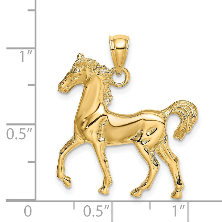 14K Yellow Gold Polished Finish Walking Horse Charm Pendant