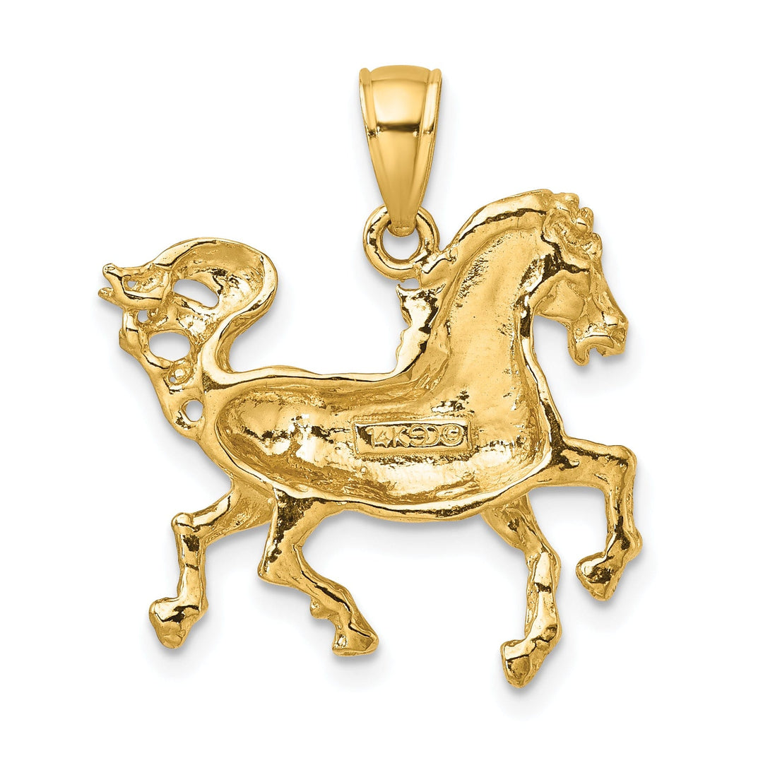 14K Yellow Gold Open Back Polished Finish Horse Charm Pendant