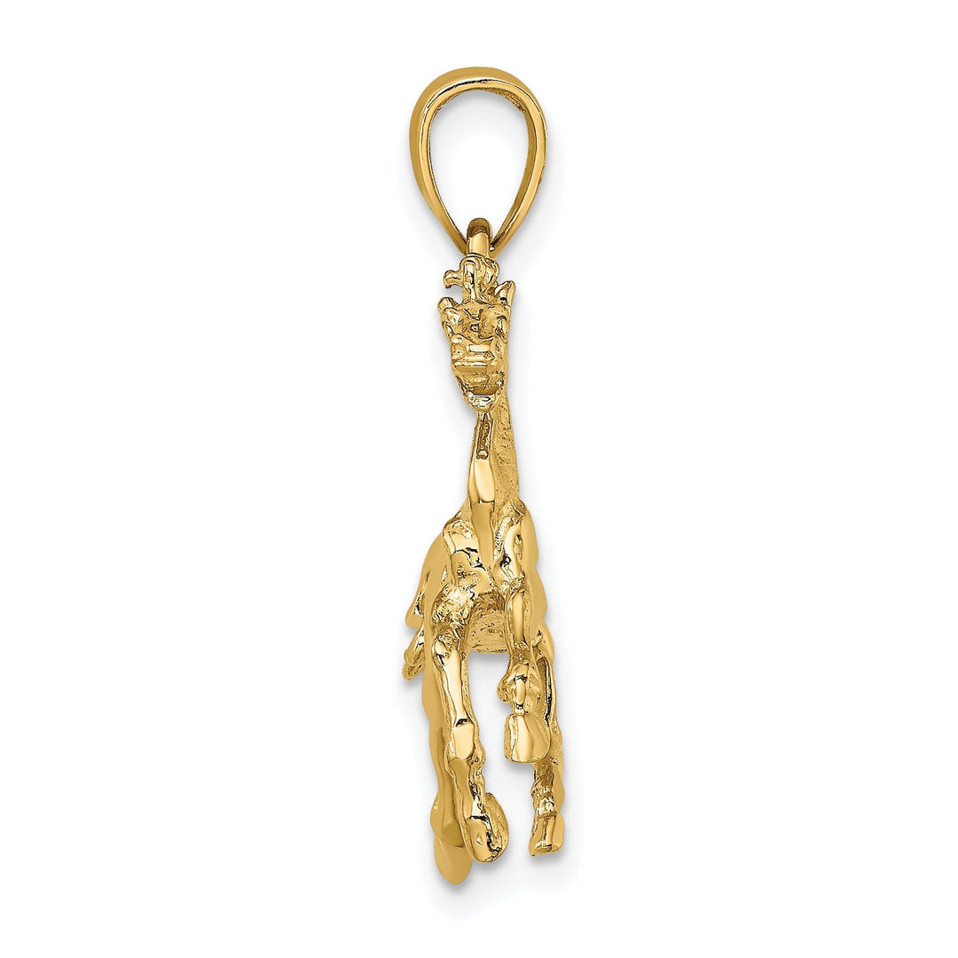 14K Yellow Gold Polished Finish 3-Dimensional Horse Trotting Charm Pendant