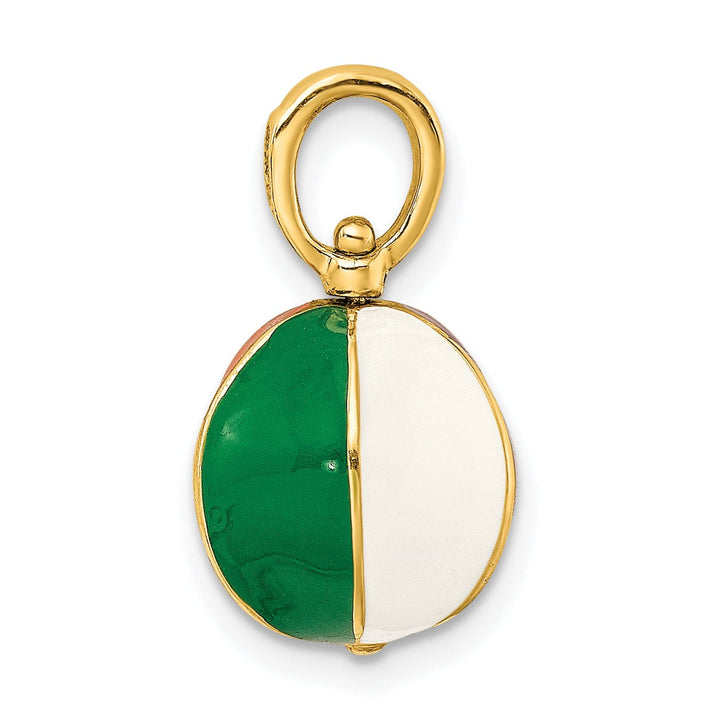 14K Yellow Gold Polished Multi Color Enamel Finish 3-Dimensiol Beach Ball Charm Pendant