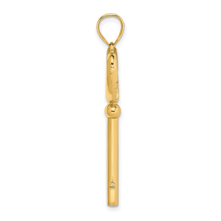 14K Yellow Gold Polished Finish 3-D Key To My Heart Key Charm Pendant