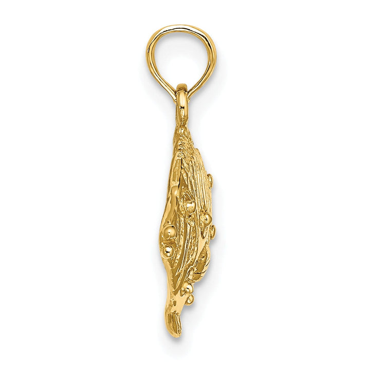 14K Yellow Gold Textured Solid Polished Finish Fish 2-Dimensional Design Charm Pendant