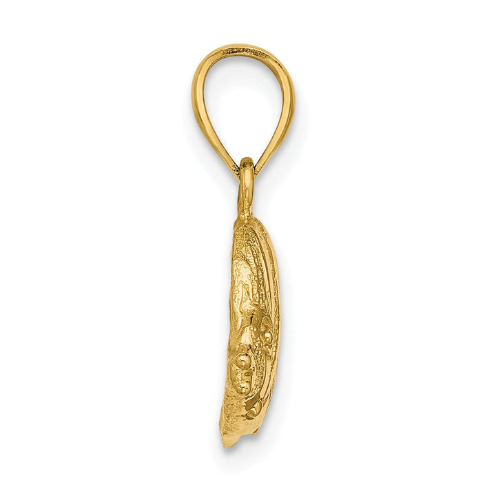 14K Yellow Gold Textured Polished Finish Fish 2D Design Charm Pendant