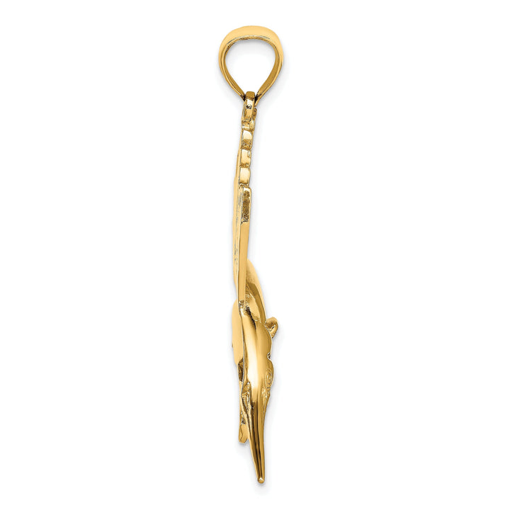 14k Yellow Gold Textured Polished Finish Sailfish Charm Pendant