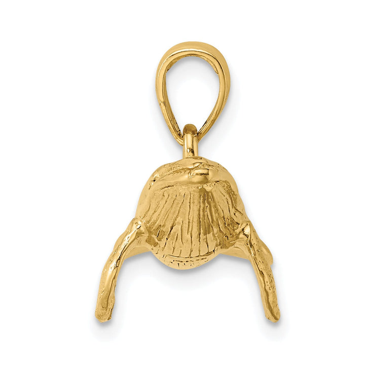 14K Yellow Gold Textured Solid Polished Finish 3-Dimensional Underside Humpback Whale Charm Pendant