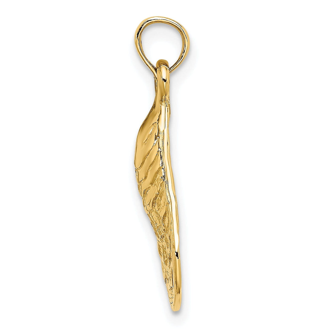 14K Yellow Gold Texture and Polished Finish Oyster Shell Charm Pendant