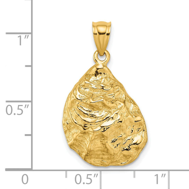 14K Yellow Gold 3-Dimensional Polished Textured Finish Oyster Shell Charm Pendant