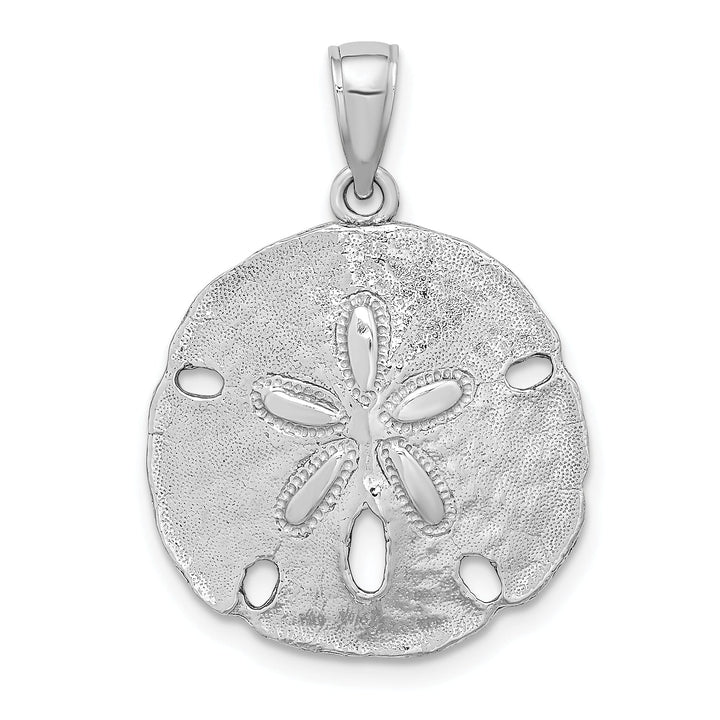 14k White Gold Textured Polished Finish Sand Dollar Charm Pendant