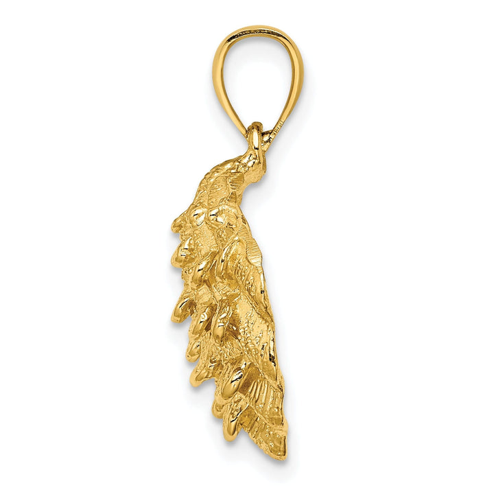 14K Yellow Gold Polished Textured Finish Oyster Shell Charm Pendant