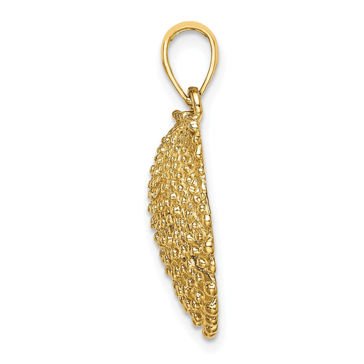 14k Yellow Gold Polished Textured Finish Scallop Shell Charm Pendant