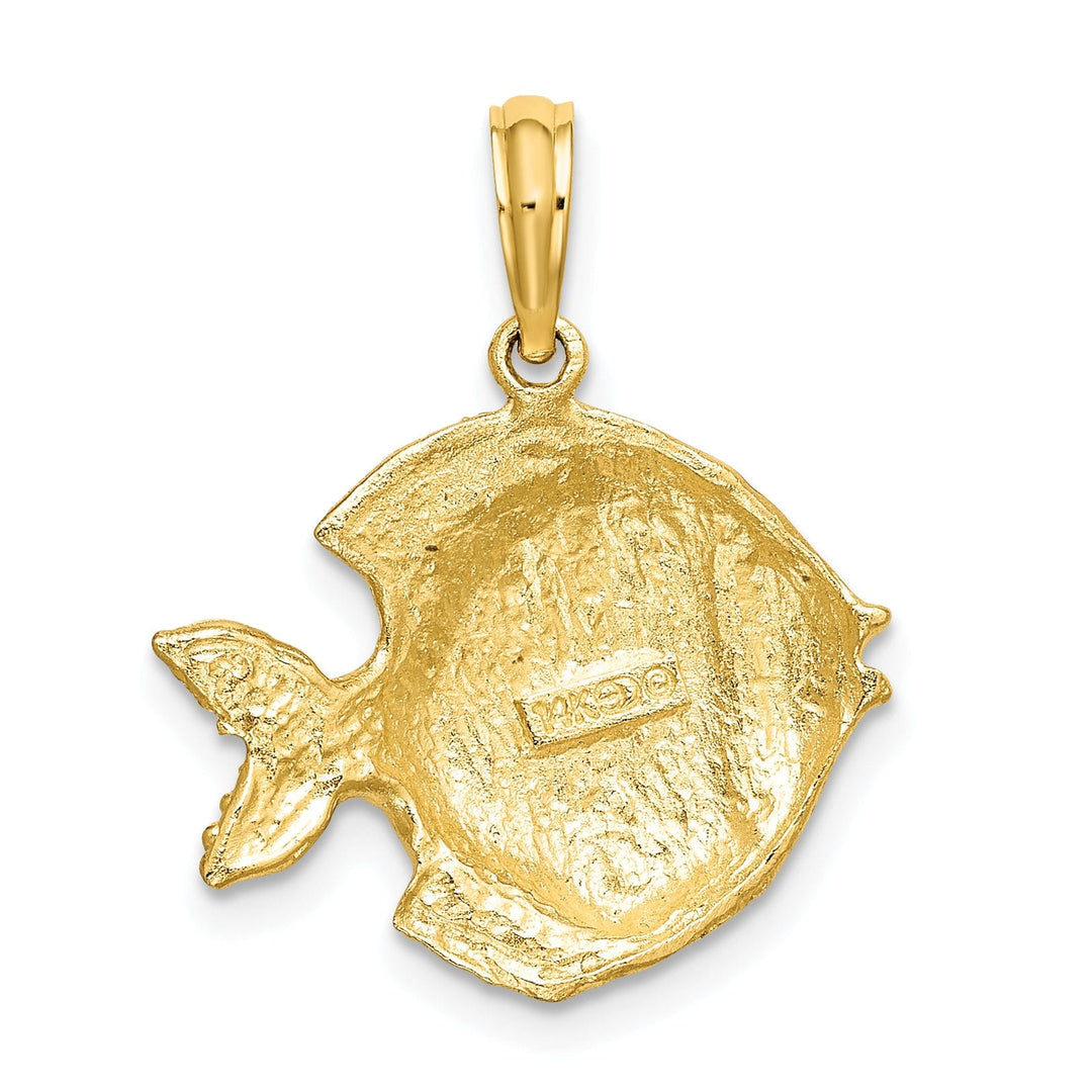 14K Yellow Gold Polished Textured Finish Fish Charm Pendant