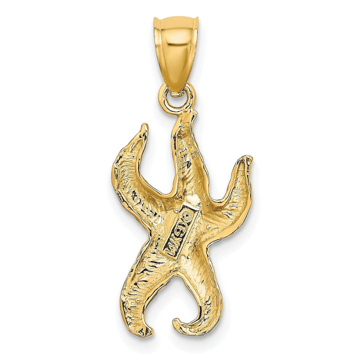 14K Yellow Gold Polished Textured Finish Starfish Charm Pendant