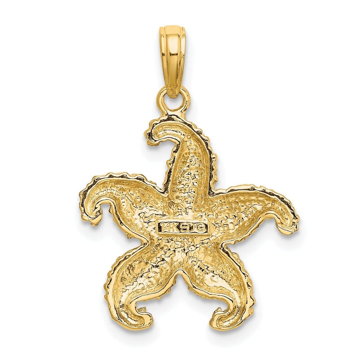 14K Yellow Gold Solid Polished Finish Starfish Charm Pendant