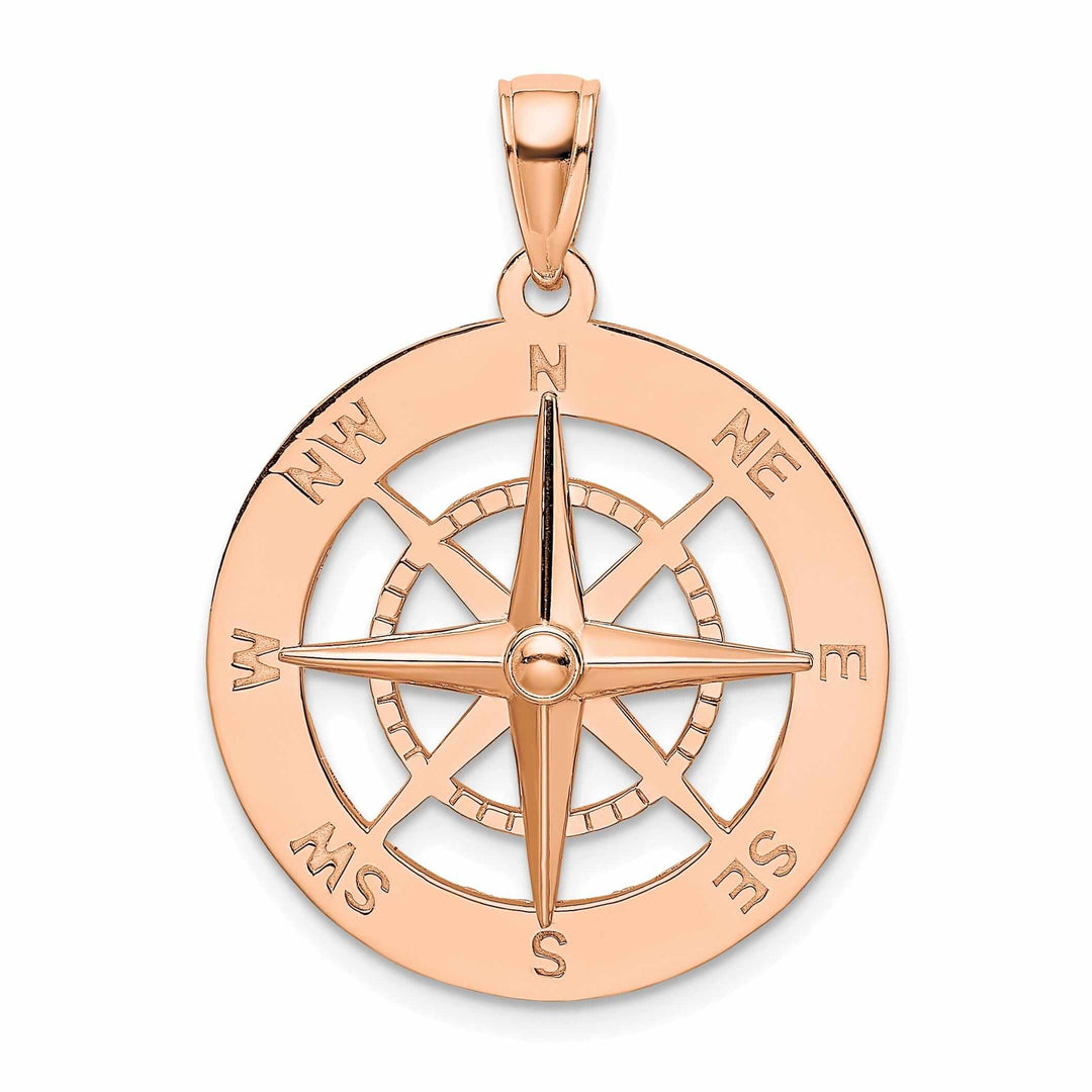 14K Rose Gold Polished Finish Boating Nautical Compass Charm Pendant are Great Gift For Men