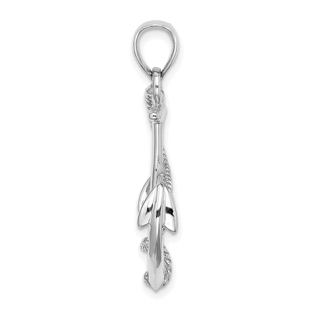 14K White Gold 3-Dimensional Polished Finished Anchor with Rope Design Charm Pendant